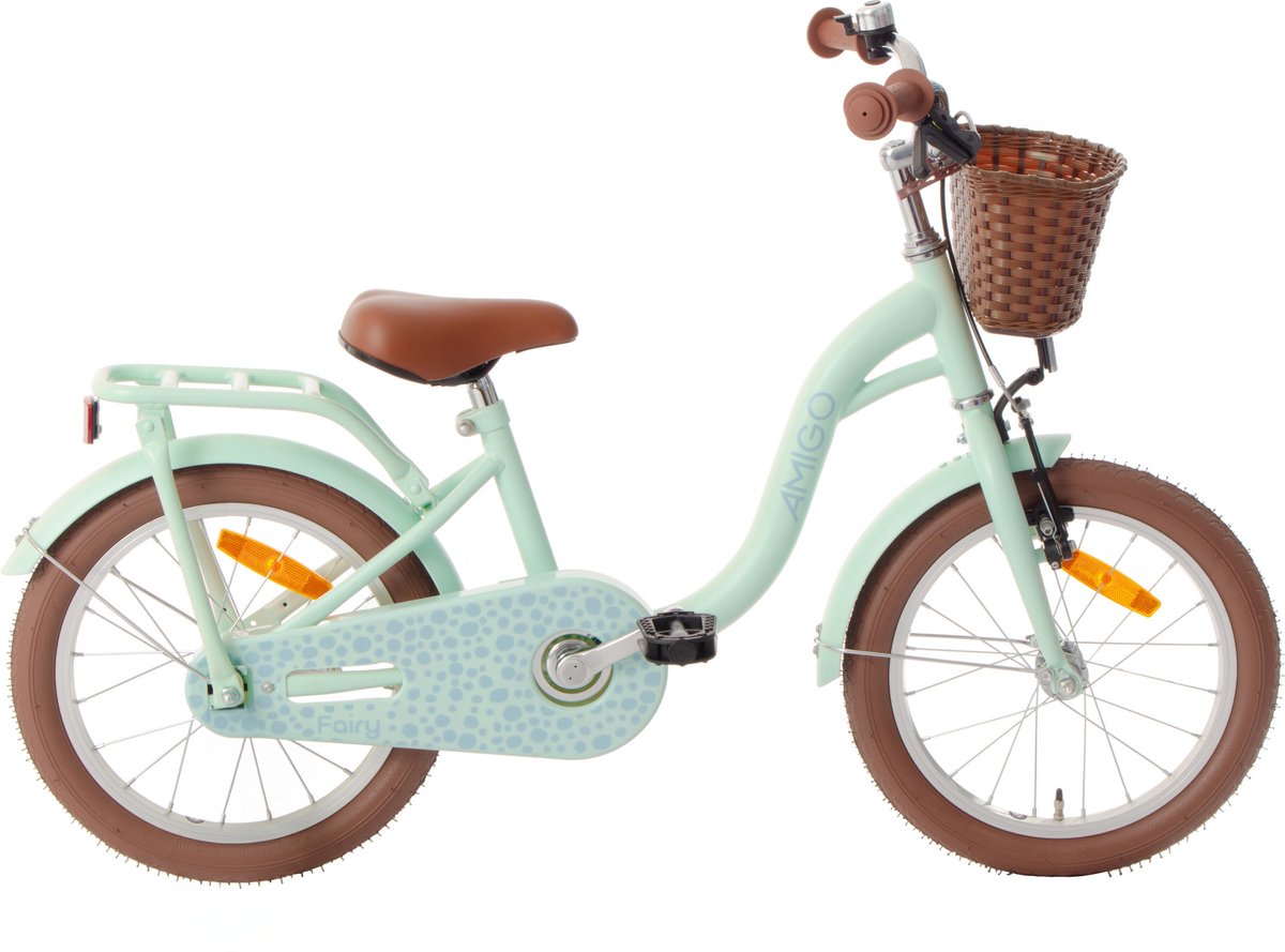 AMIGO Fairy Meisjesfiets 18 Inch - Kinderfiets voor 4 tot 6 Jaar - 100-115 cm - Mintgroen - met Standaard Kinderfiets kopen online