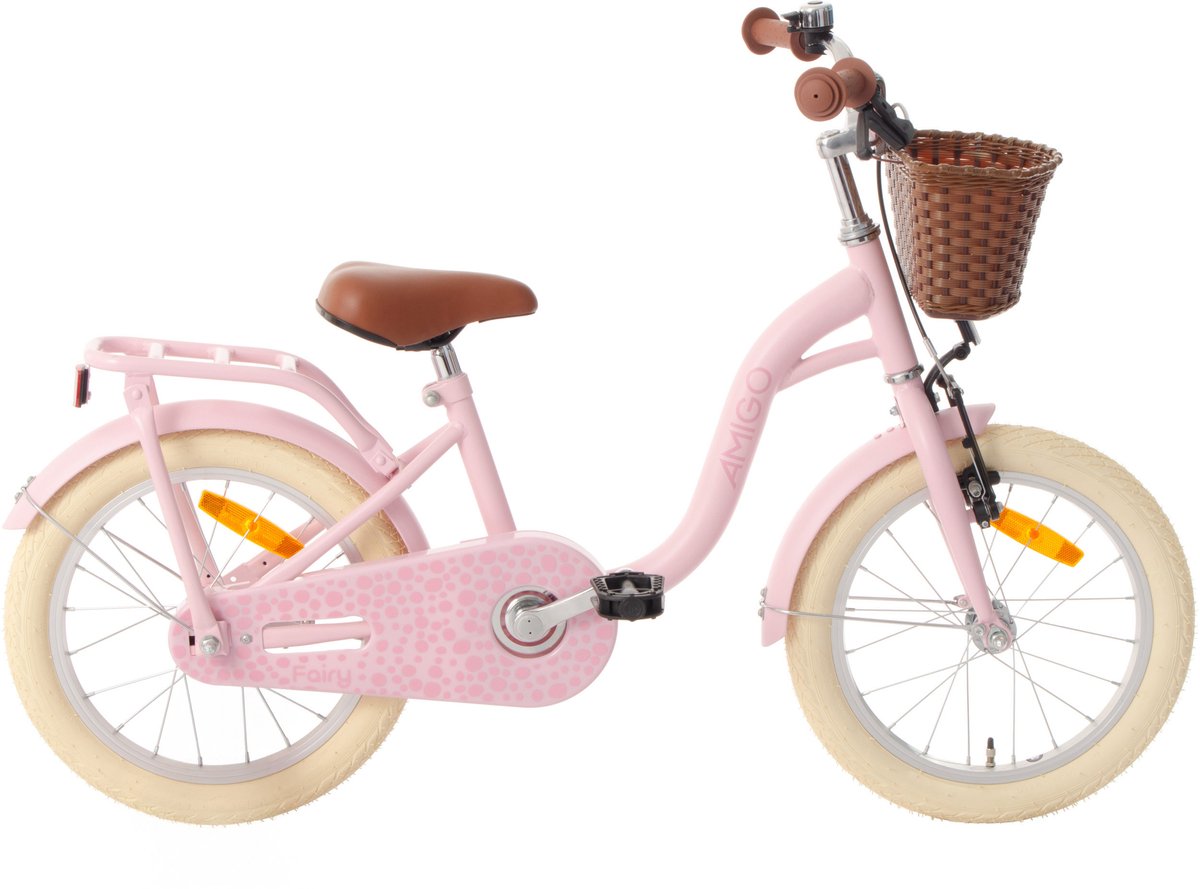 AMIGO Fairy Meisjesfiets 18 Inch - Kinderfiets voor 4 tot 6 Jaar - 100-115 cm - Roze - met Standaard Kinderfiets kopen online