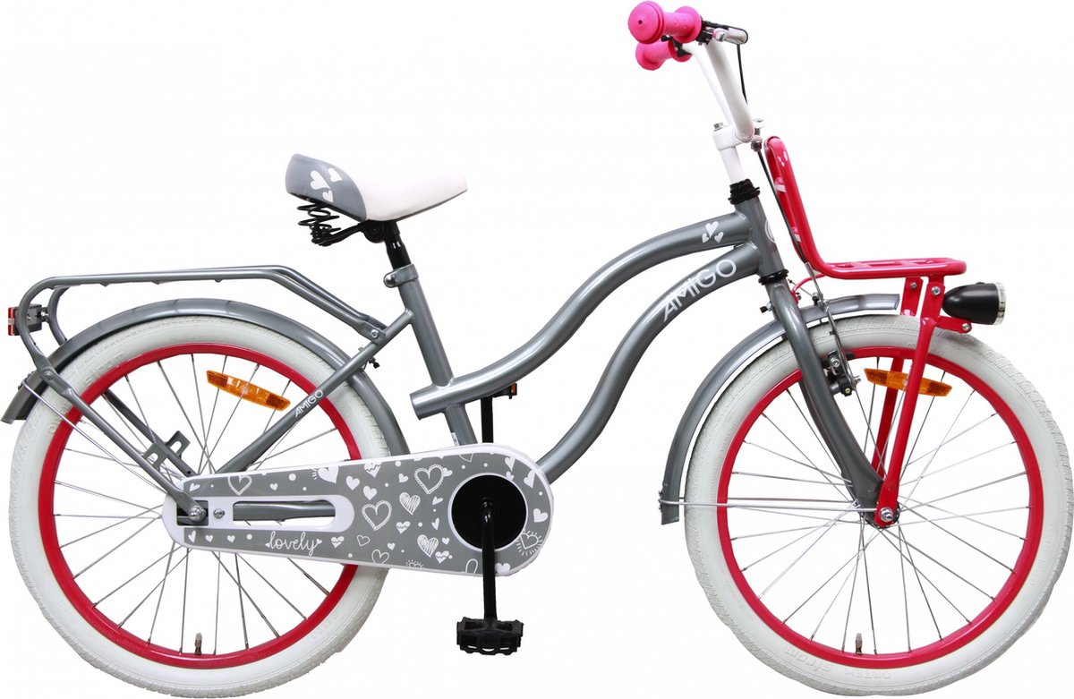 Amigo Lovely - Kinderfiets 20 inch - Meisjes - Grijs Kinderfiets kopen online