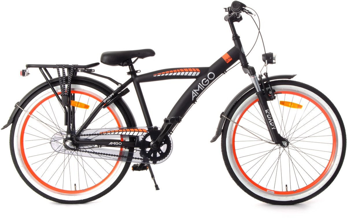 AMIGO Roady Kinderfiets - 26 Inch Jongensfiets - Geschikt vanaf 10 tot 14 jaar - 3 Versnellingen - Zwart/Oranje Kinderfiets kopen online