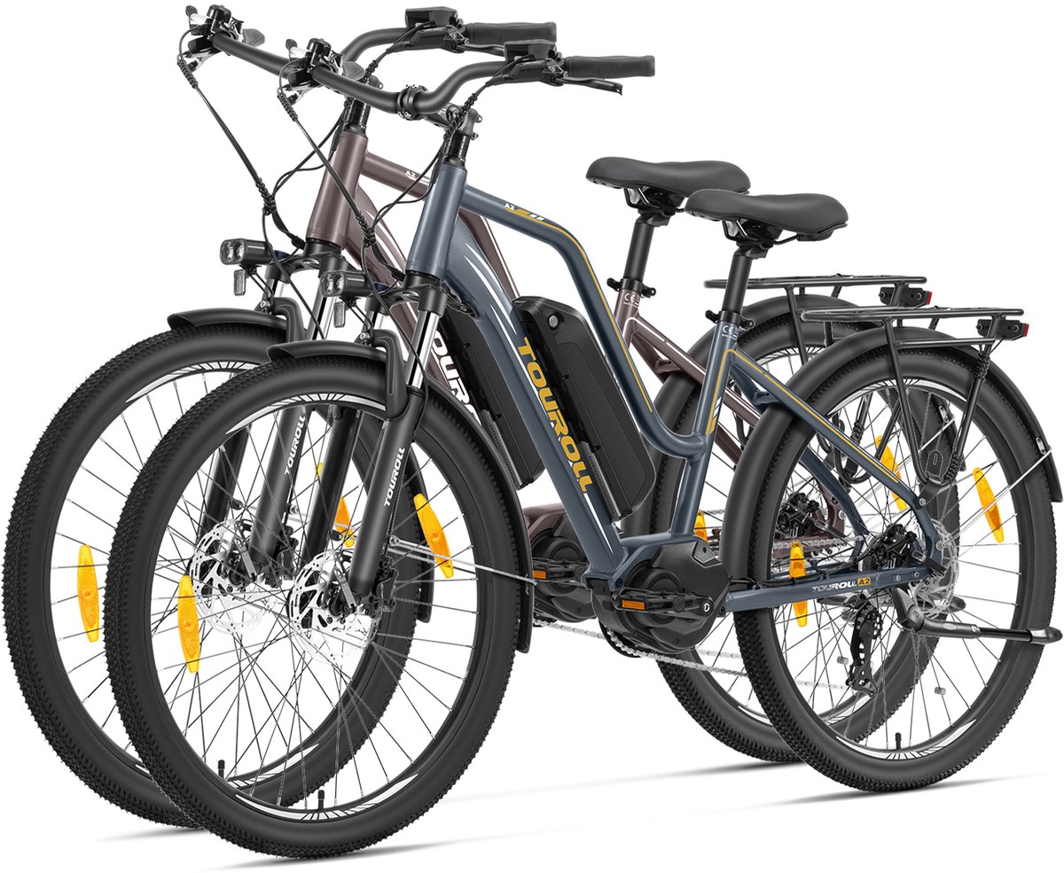 fietssets touroll ma2 middenmotor elektrische fiets 250w motor 25km h externe batterij europese standaard donkerbruin donkergrijs