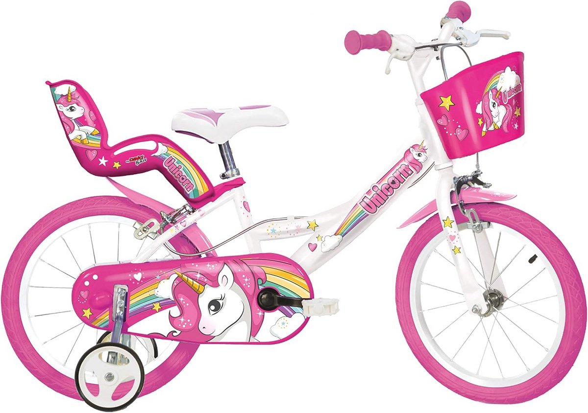 Kinderfiets Eenhoorn 16 Inch met Zijwieltjes en Mandje Kinderfiets kopen online
