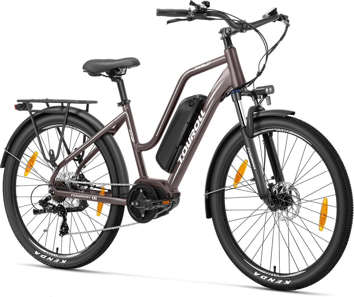 touroll ma2 middenmotor elektrische fiets 250w motor 25km h externe batterij europese standaard donkerbruin