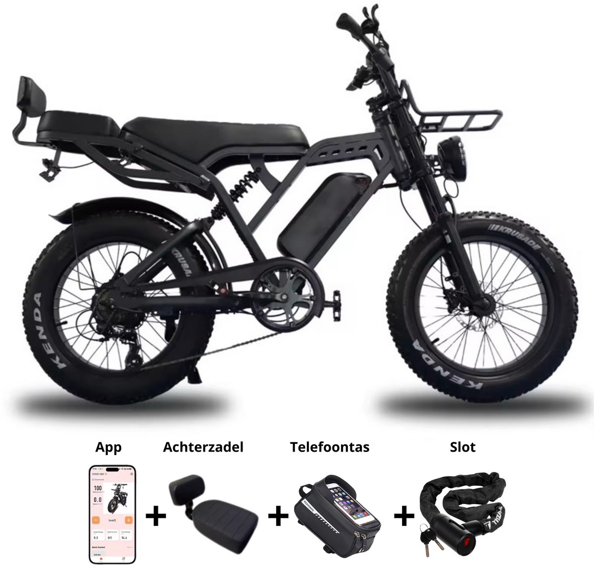vitalify elektrische fatbike x80 20 inch 250w 48v15ah app control gps tracker anti diefstal 2025 model