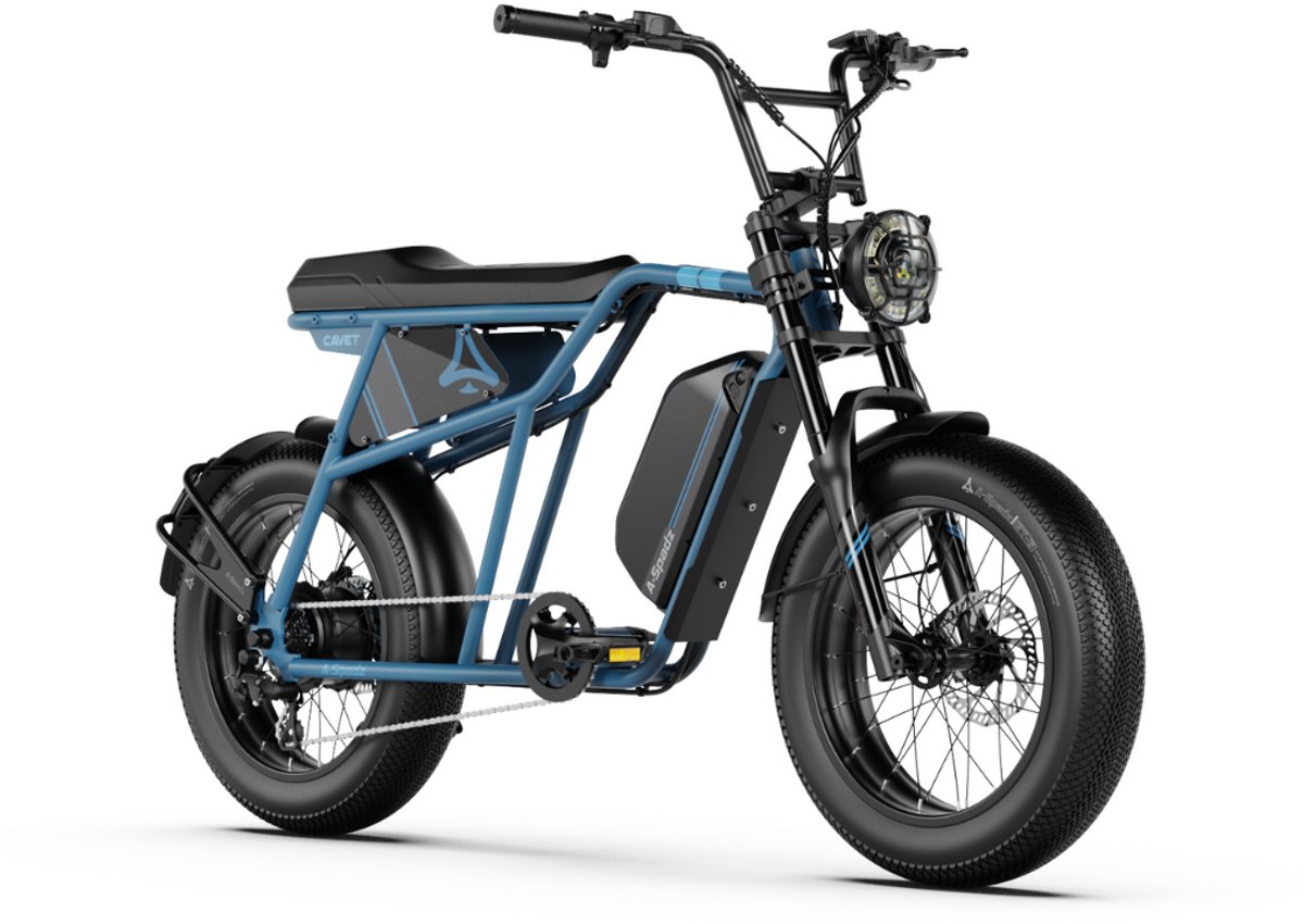 A-Spadz CAVET Air Elektrische Fatbike - 20 Inch - 250W Motor - 7 Versnellingen - 100 km Actieradius - Hydraulische Schijfremmen - Blauw Fiets (elektrisch) kopen online