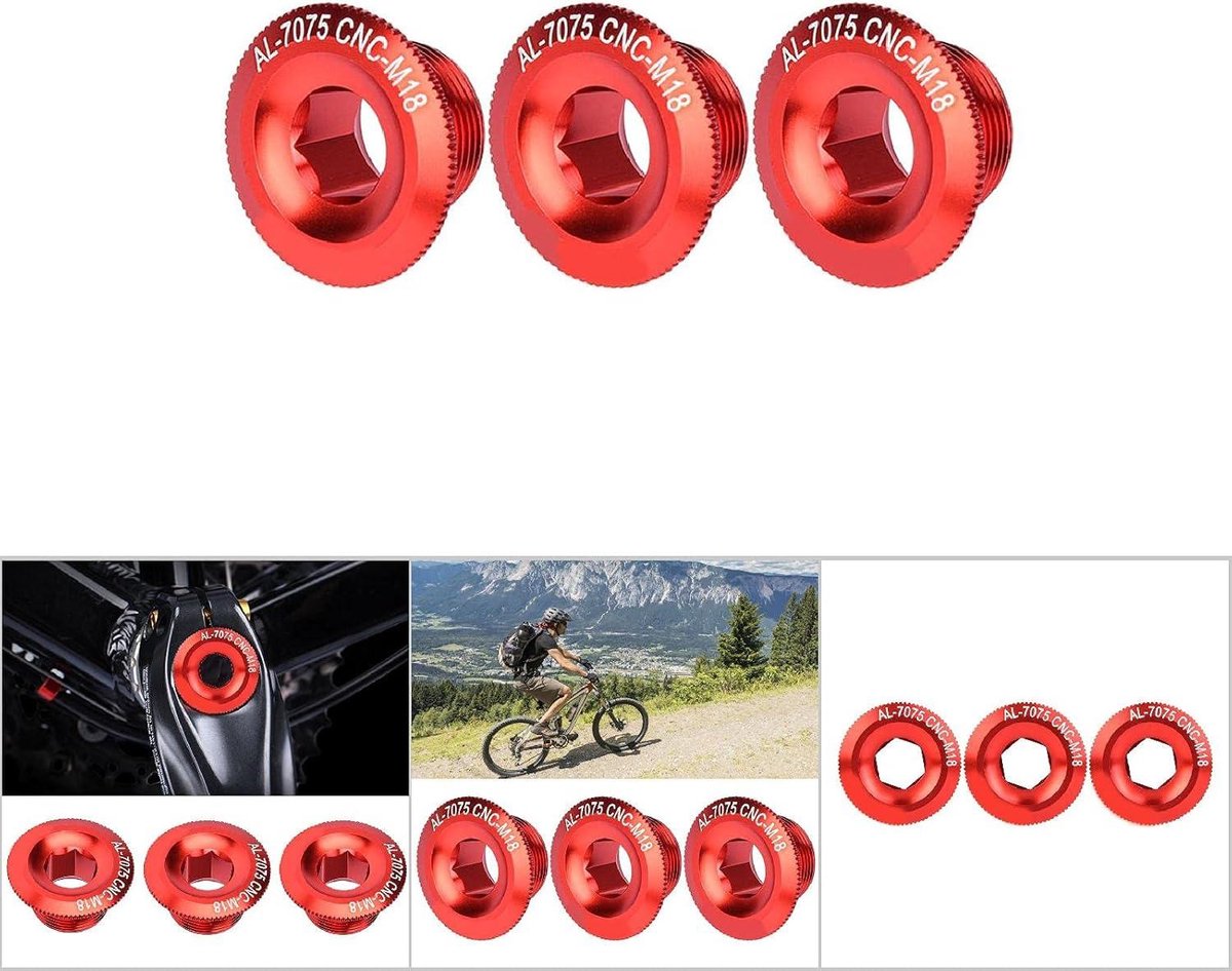 Allecto Plus - Fiets Crank Cap 3 stuks van 18mm voor Fiets Crankstel met Schroef Aluminium Schroef bouten Plate - Fietsaccessoires voor Fietsen. Fiets kopen online