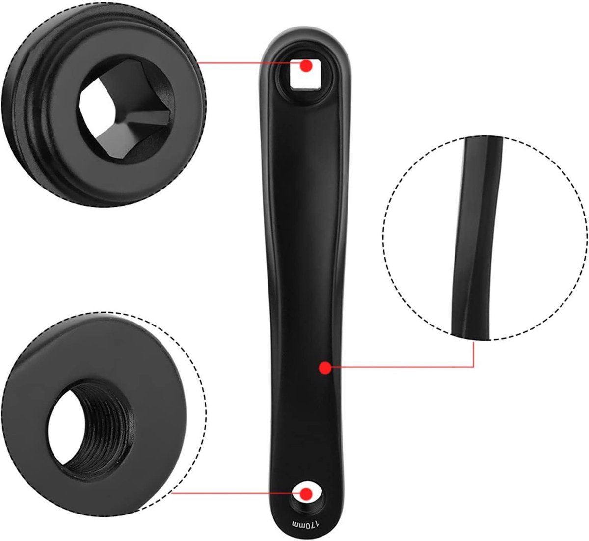 allecto plus fiets zwengelarm 170 mm voor stadsfiets vouwfiets mtb e bike racefiets