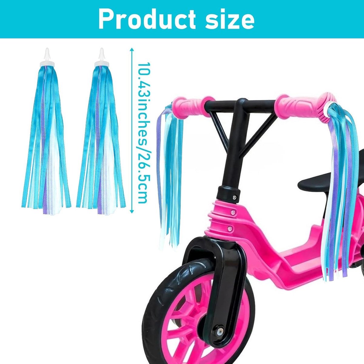 Allecto Plus - Set van 2 kinderfiets luchtslangen en stuurfranjes in kwastjes design voor meisjes en jongens - Kinderfietsbanden en stuurbanden met streamer - Kinderfietsaccessoires Kinderfiets kopen online