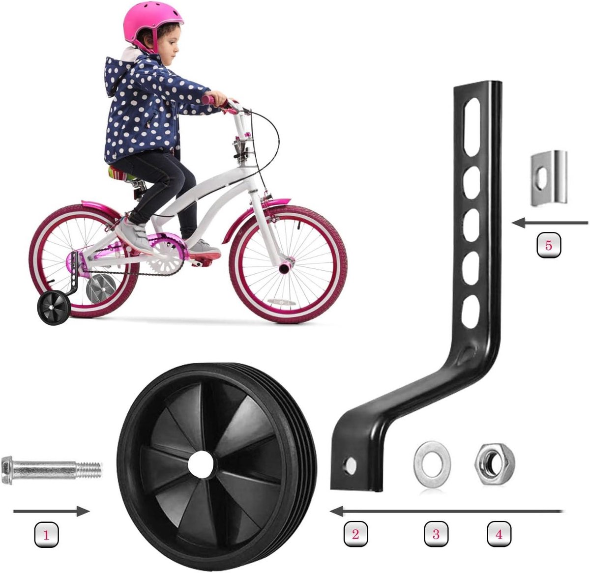 Allecto Plus - Set van 2 trainingswielen voor kinderfiets - Stabilisatoren voor kinderen - Geschikt voor fietsen van 12, 14, 16, 18 en 20 inch - Enkele snelheid Kinderfiets kopen online