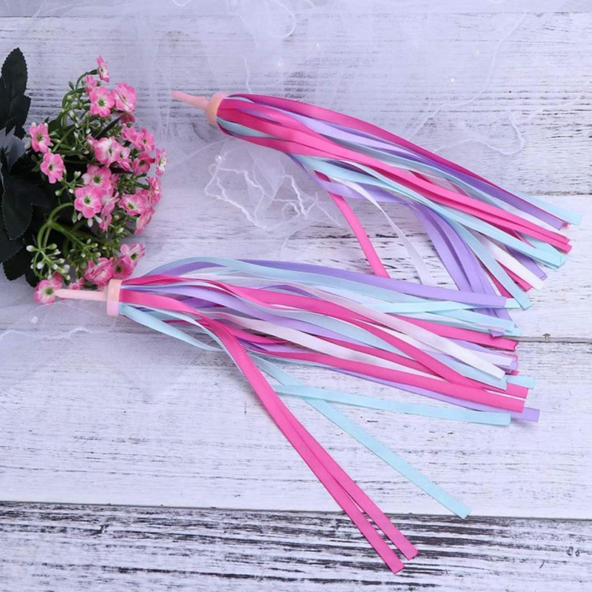 Allecto Plus - Stuurkwasten en streamerbandjes voor kinderfiets - Paars - Decoratieve Stuurfranjes - Fiets Handvatten Accessoires Kinderfiets kopen online