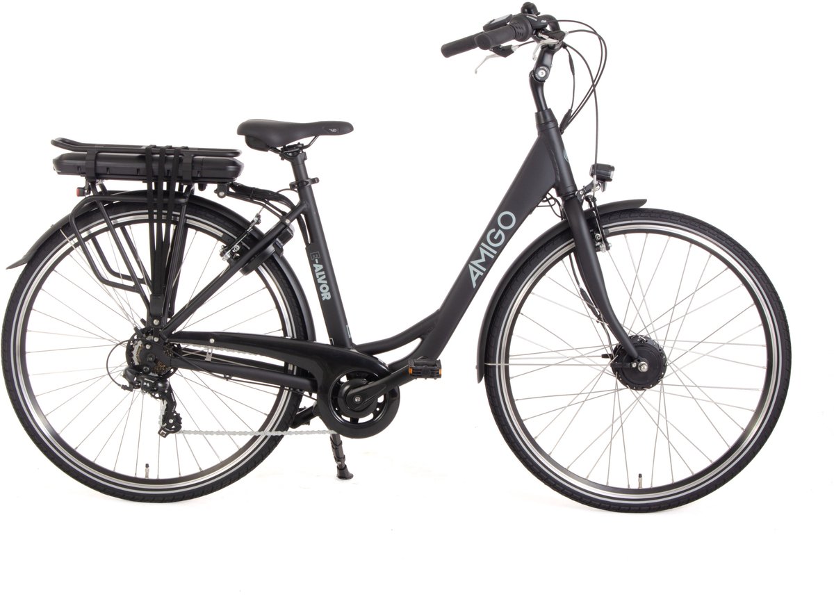 AMIGO E-Alvor D1 Elektrische Fiets - E-bike 28 Inch - 50 cm - Damesfiets - 7 Versnellingen - V-Brakes - 536 Wh Accu - Matzwart Fiets (elektrisch) kopen online