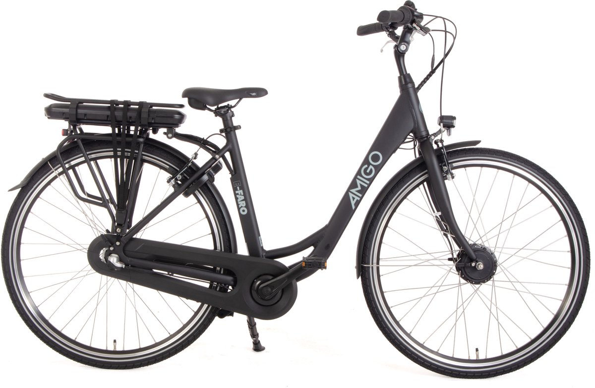 AMIGO E-Faro S1 Elektrische Fiets - E-bike 28 Inch - 50 cm - Damesfiets - 3 Versnellingen - V-Brakes - 536 Wh Accu - Matzwart Fiets (elektrisch) kopen online