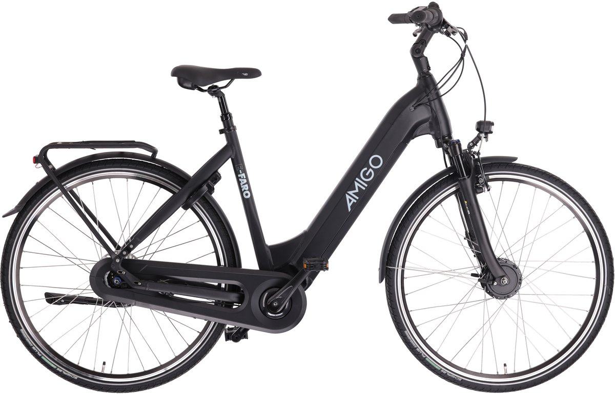 AMIGO E-Faro S3 Elektrische Fiets - E-bike 28 Inch - 50 cm - Damesfiets - 7 Versnellingen - Rollerbrake - 550 Wh - Matzwart Fiets (elektrisch) kopen online