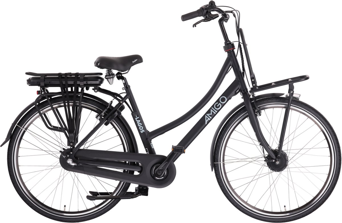 AMIGO E-Lagos T2 Elektrische Fiets - E-bike 28 Inch - 50 cm - Damesfiets - 3 Versnellingen - V-Brakes - 536 Wh - Matzwart Fiets (elektrisch) kopen online