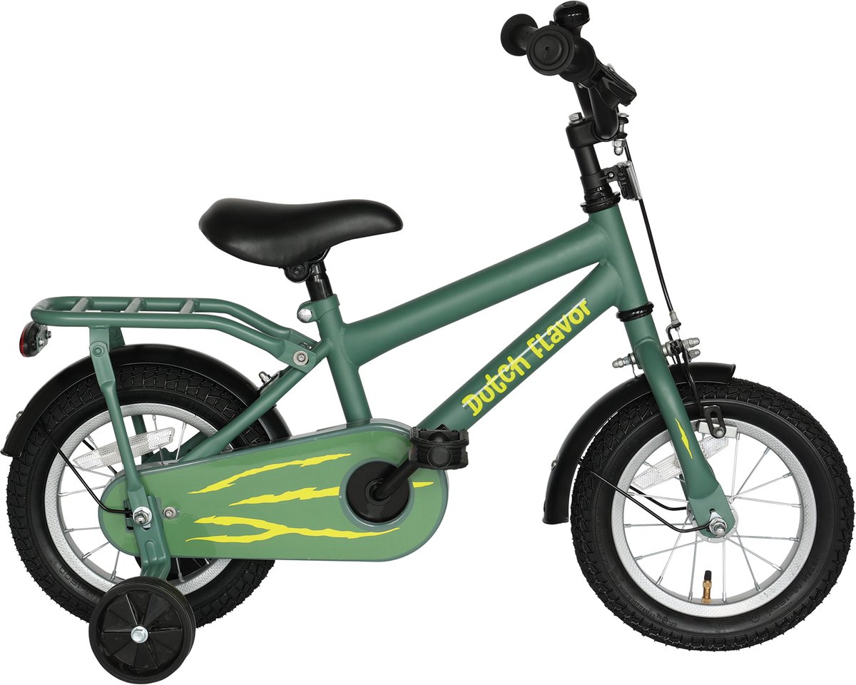 Dutch Flavor Kinderfiets 12 Inch - Groen - 2 tot 4 jaar - Knijprem en terugtrap Kinderfiets kopen online
