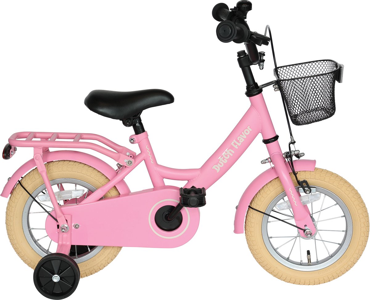 Dutch Flavor Kinderfiets 12 Inch - Roze - 2 tot 4 jaar - Knijprem en terugtrap Kinderfiets kopen online