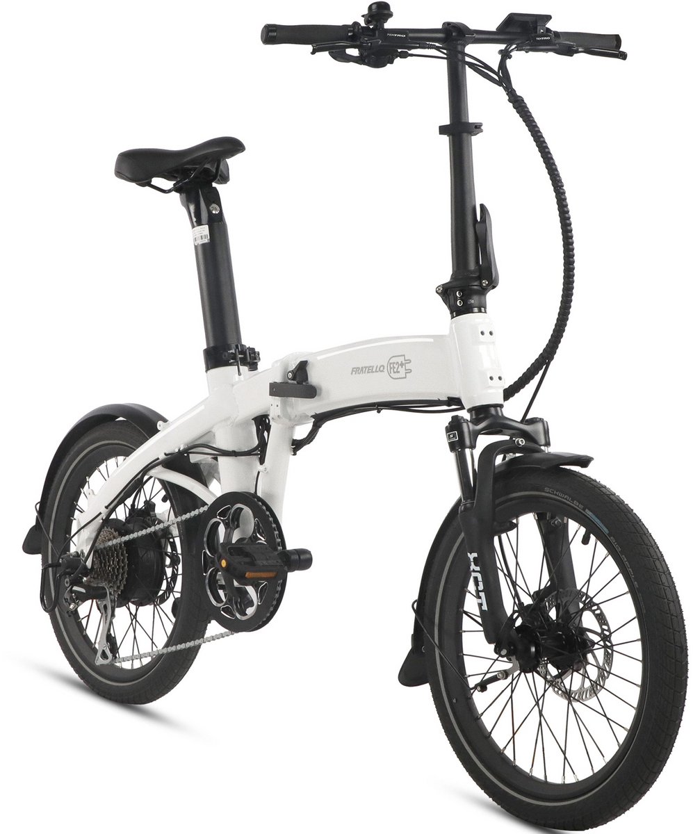 elektrische fiets tab ff2 elektrische vouwfiets 80 km actieradius 756wh accu 20 inch citybanden shimano 8 versnellingen hydraulische schijfremmen achterwielmotor opvouwbaar wit