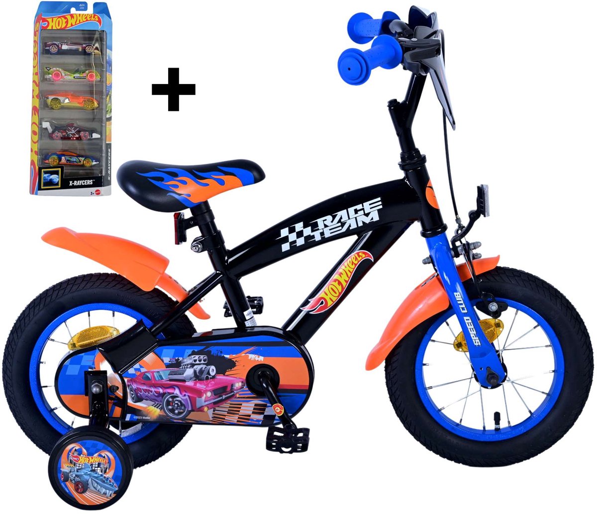 hot wheels kinderfiets jongens 12 inch gratis 5 pack auto