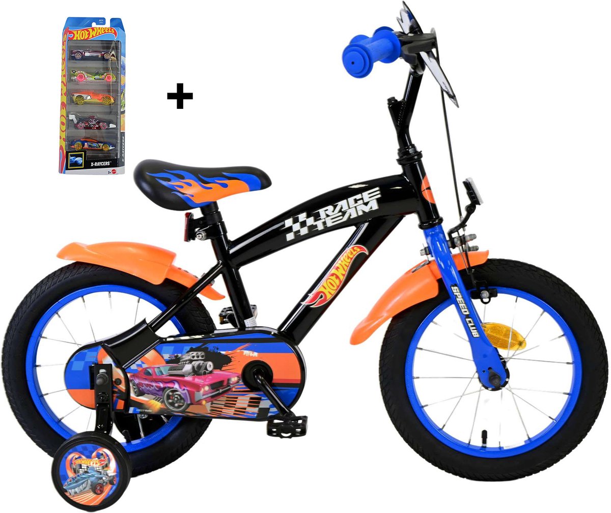 Hot Wheels Kinderfiets - Jongens - 14 inch - + gratis 5 pack auto Kinderfiets kopen online