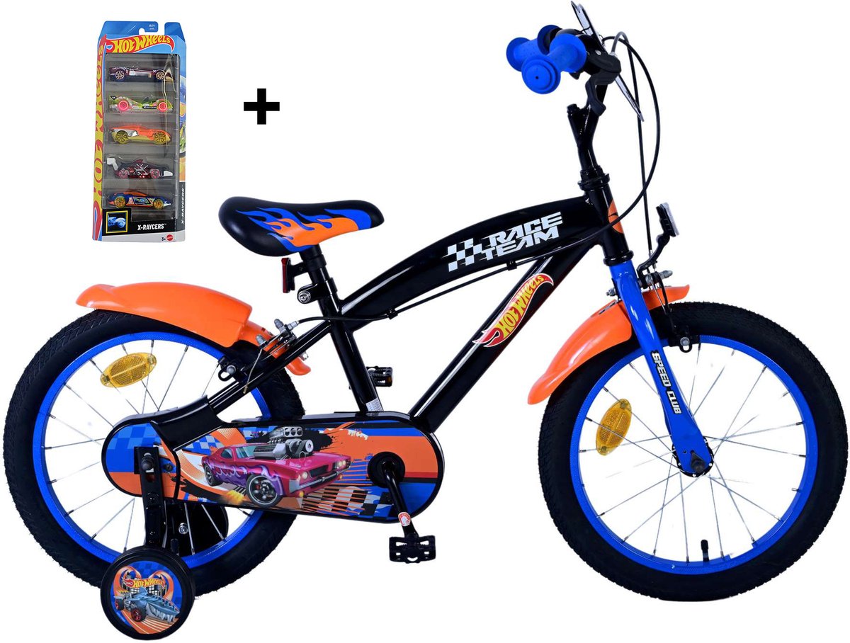 hot wheels kinderfiets jongens 16 inch twee handremmen gratis 5 pack auto