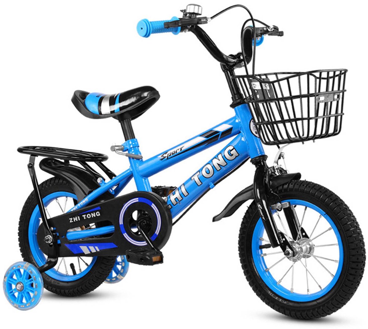 Kinderfiets 14 Inch met Achterzitje – Jongens & Meisjes Fiets 2-6 Jaar – Verstelbaar Stuur & Zadel – Met Fietsmandje – Blauw Kinderfiets kopen online
