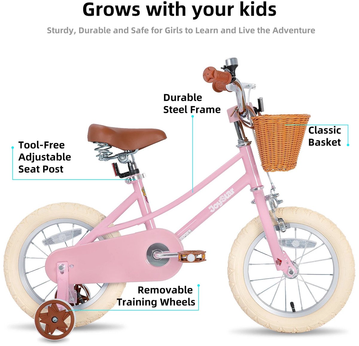 kinderfiets loopfiets kleuterfiets meisjesfiets stalen frame retro stijl fiets voor 2 12 jaar met trainingswiel mandje kickstand bel geel 12inch