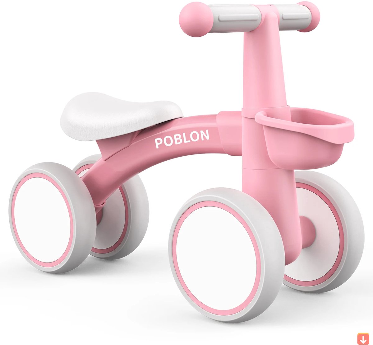 Kinderfiets zonder pedalen - Loopfiets voor 1-2 jaar - Verstelbaar zadel - 4 wielen - Indoor & Outdoor - Met mandje Kinderfiets kopen online