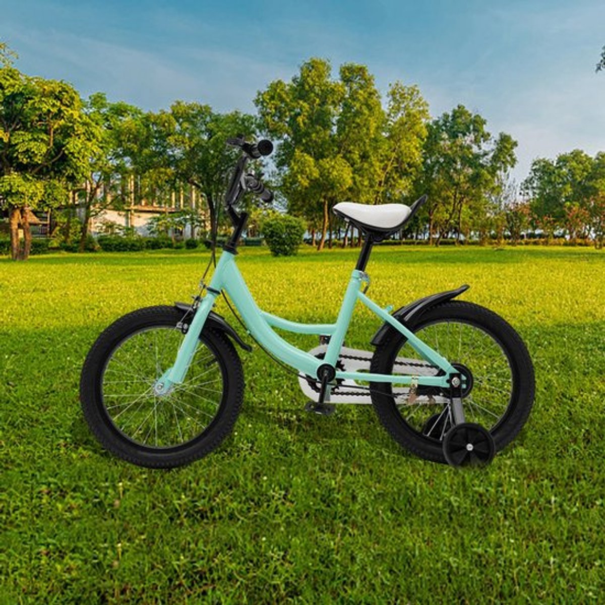 Mercadome® Kinderfiets - Fiets - Loopfiets - Afneembare Zijwieltjes - Universeel - Groen - 41 cm Kinderfiets kopen online