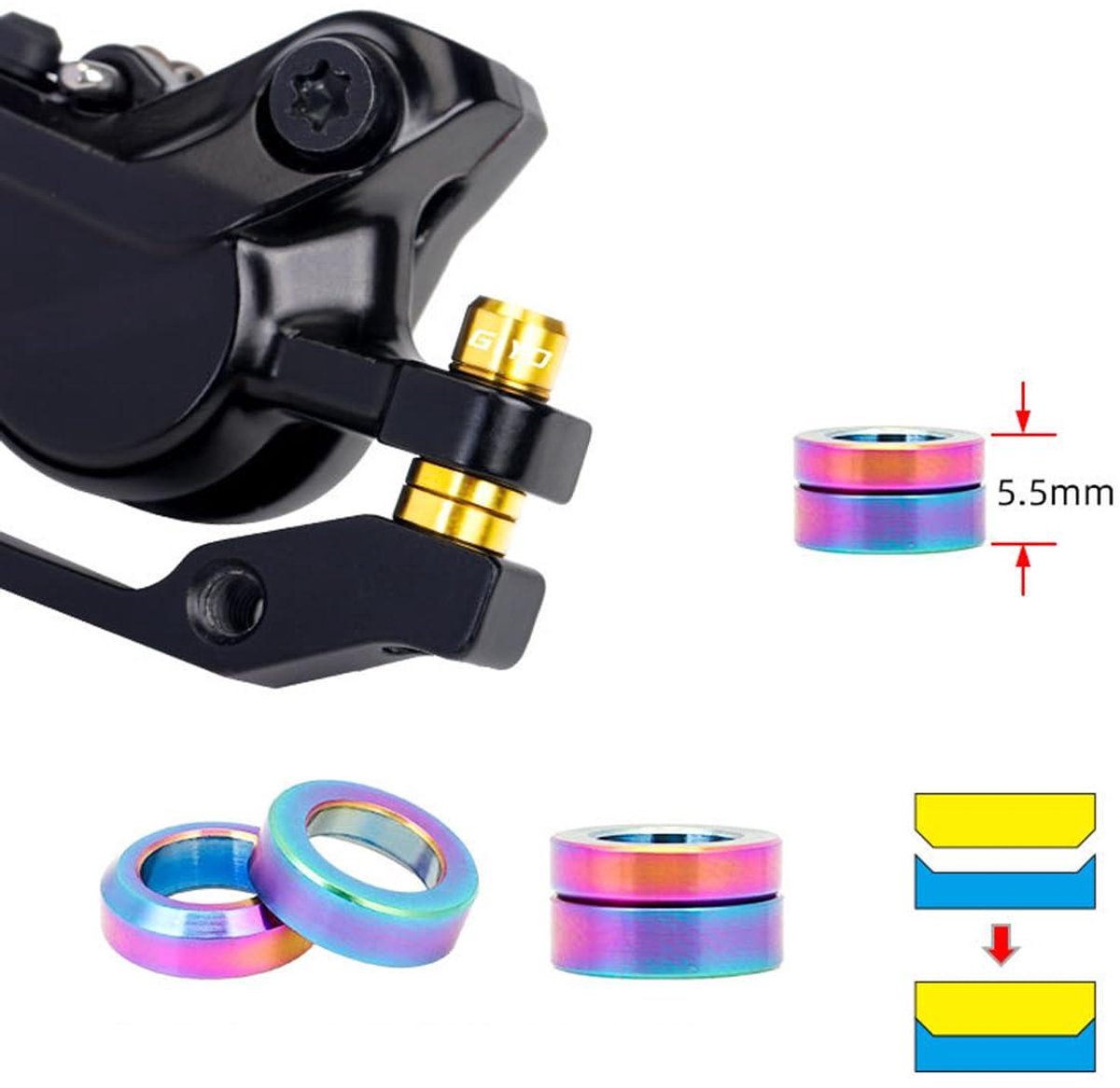 nordivar 4 stuks rem schroefringen afstandhouder m6 titanium caliper vaste schroeven concaaf convex compensatie schijf voor mountainbike fiets