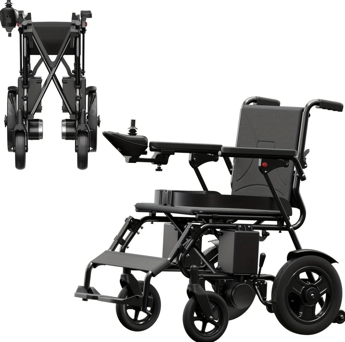 Opvouwbare Elektrische Rolstoel – 500 W Motor · Reisrolstoel Zwart – Draagvermogen tot 130 kg Fiets kopen online