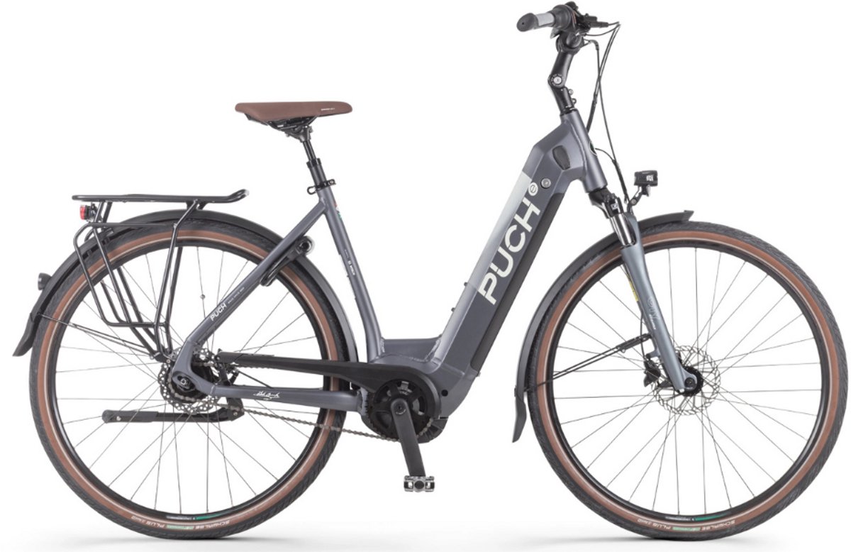 puch e maxi s active plus 500 elektrische fiets e bike rijklaar geleverd lage instap framemaat 49 uitneembare accu 28 inch 250w bosch middenmotor 120 km actieradius matt antracite