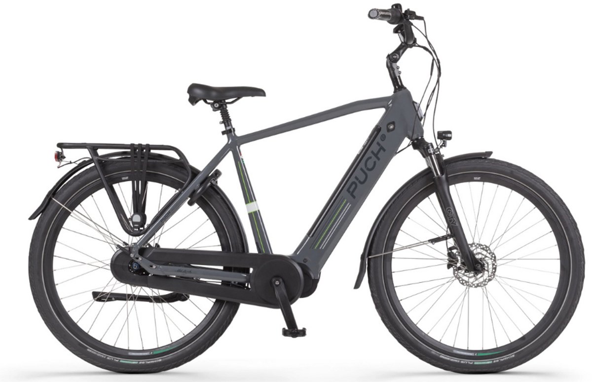 puch e modern n7 elektrische fiets e bike rijklaar geleverd hoge instap framemaat 58 uitneembare accu 28 inch 250w ananda middenmotor 150 km actieradius basalt grey glossy
