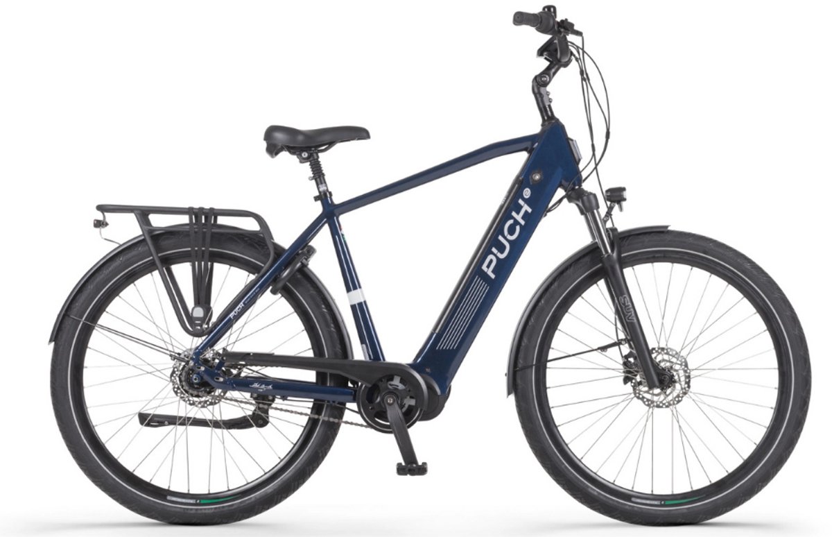 puch e modern suv n7 elektrische fiets e bike rijklaar geleverd hoge instap framemaat 53 uitneembare accu 28 inch 250w ananda middenmotor 150 km actieradius deep blue glossy