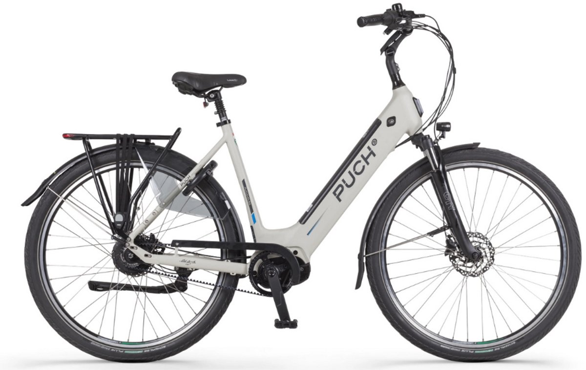 puch e zirkon enviolo belt elektrische fiets e bike rijklaar geleverd lage instap riemaandrijving framemaat 54 uitneembare accu 28 inch 250w bafang middenmotor 150 km actieradius silk grey matt