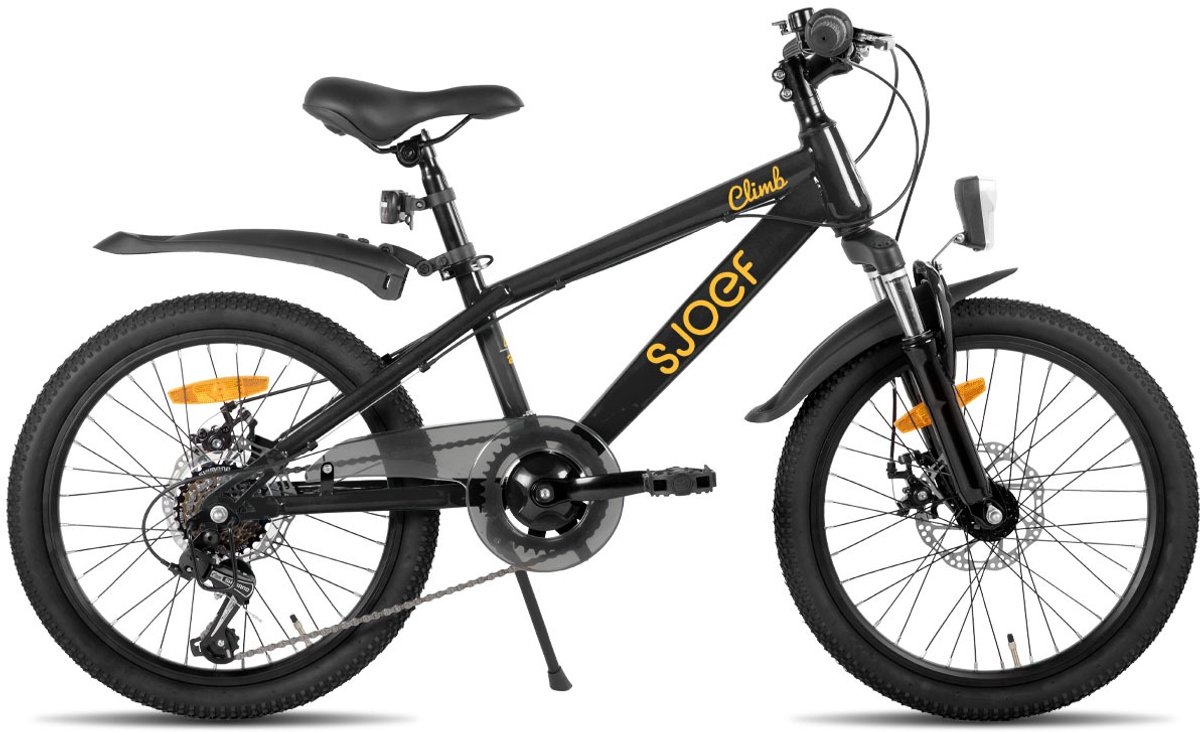 SJOEF Climb Jongensfiets / Mountainbike 20 inch | Kinderfiets 6, 7 & 8 Jaar | 6 Versnellingen | Schijfremmen | Verende voorvork | Spatborden | Kettingkast | LED verlichting Kinderfiets kopen online