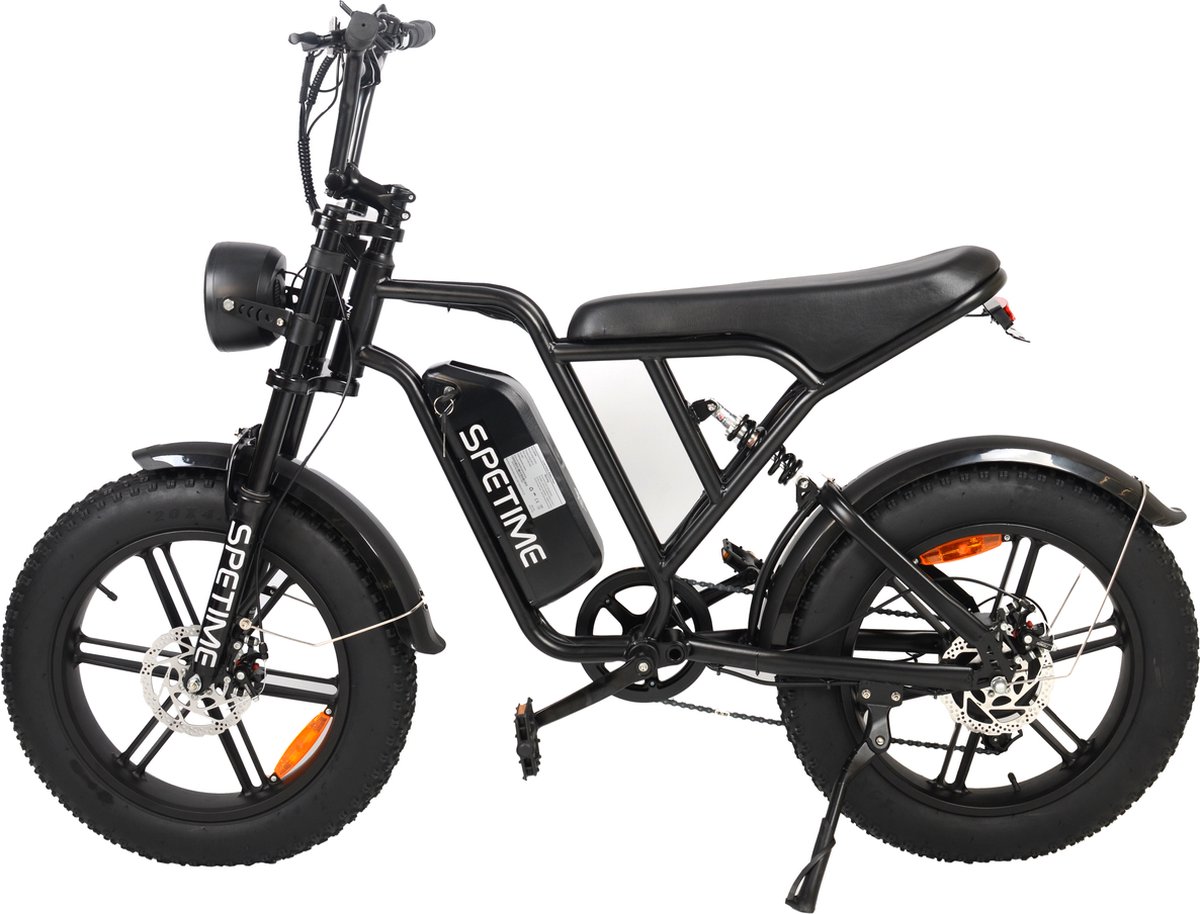 spetime fatbike elektrische fiets zwart krachtige 250w motor lcd display 20 inch wielen 25km u afstand tot 75km