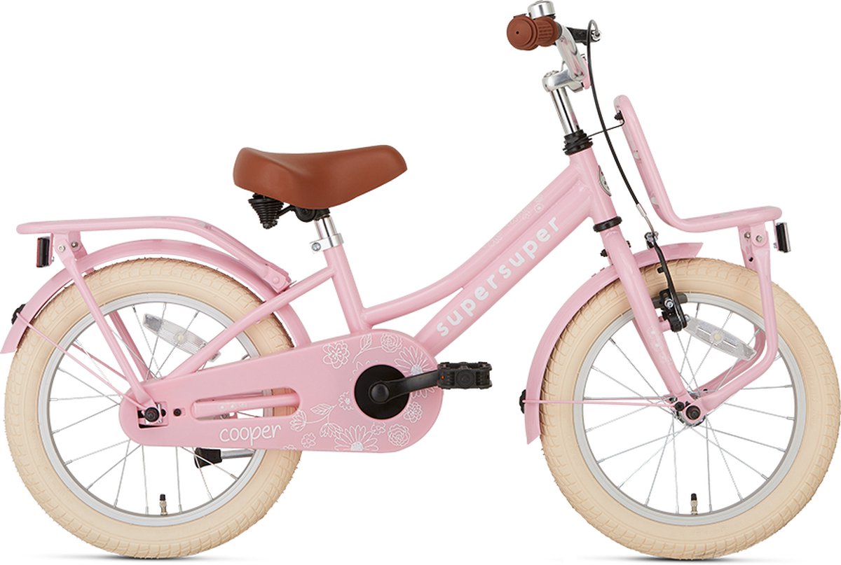 Supersuper Cooper - Kinderfiets - Meisjesfiets - 16 inch - Roze Kinderfiets kopen online