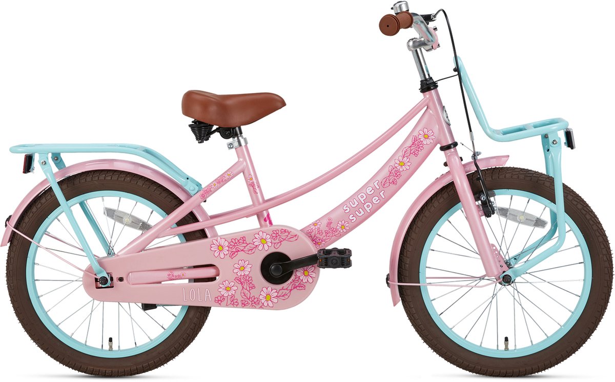 Supersuper Lola - Kinderfiets - Meisjesfiets - 16 inch - Roze/Turquoise Kinderfiets kopen online