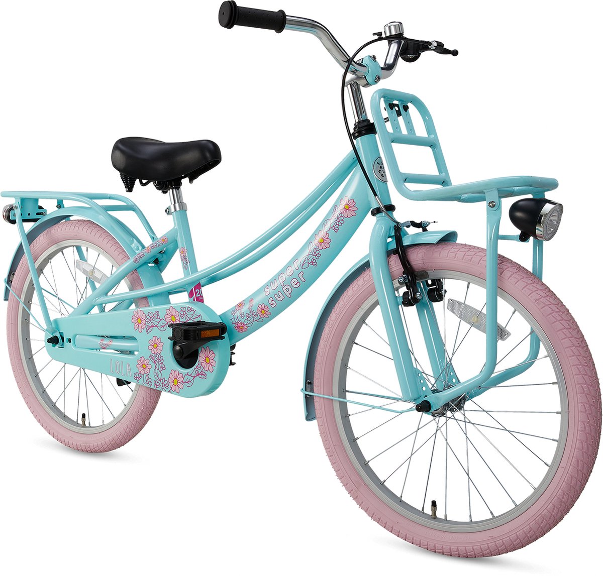 Supersuper Lola - Kinderfiets - Meisjesfiets - 20 inch - Mint/Roze Kinderfiets kopen online