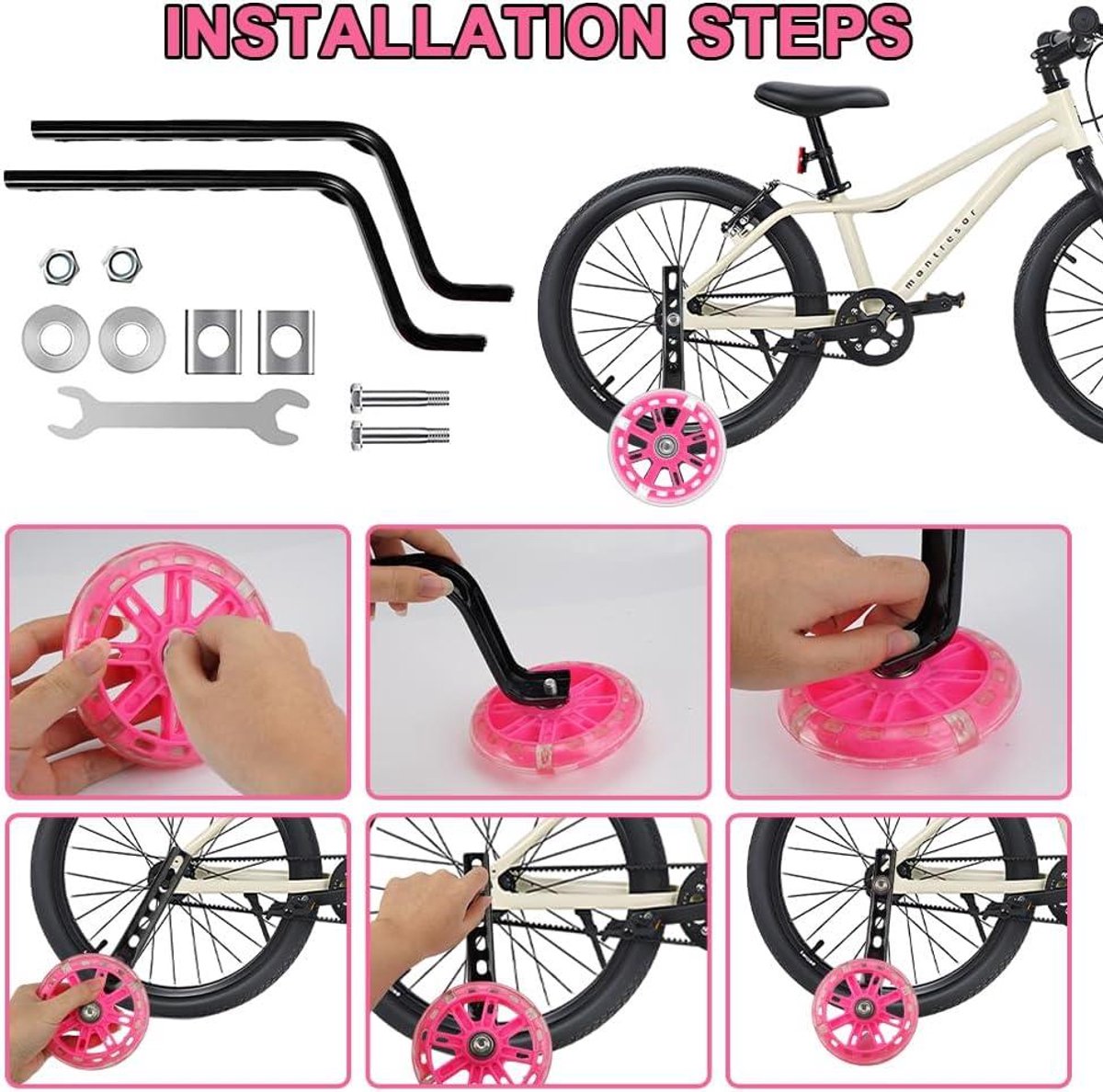 Universal steunwielen voor kinderfiets - Kinderfiets steunwielen voor kinderen en volwassenen - Geschikt voor 12 14 16 18 20 inch kinderfietsen - Singlespeed fiets Kinderfiets kopen online
