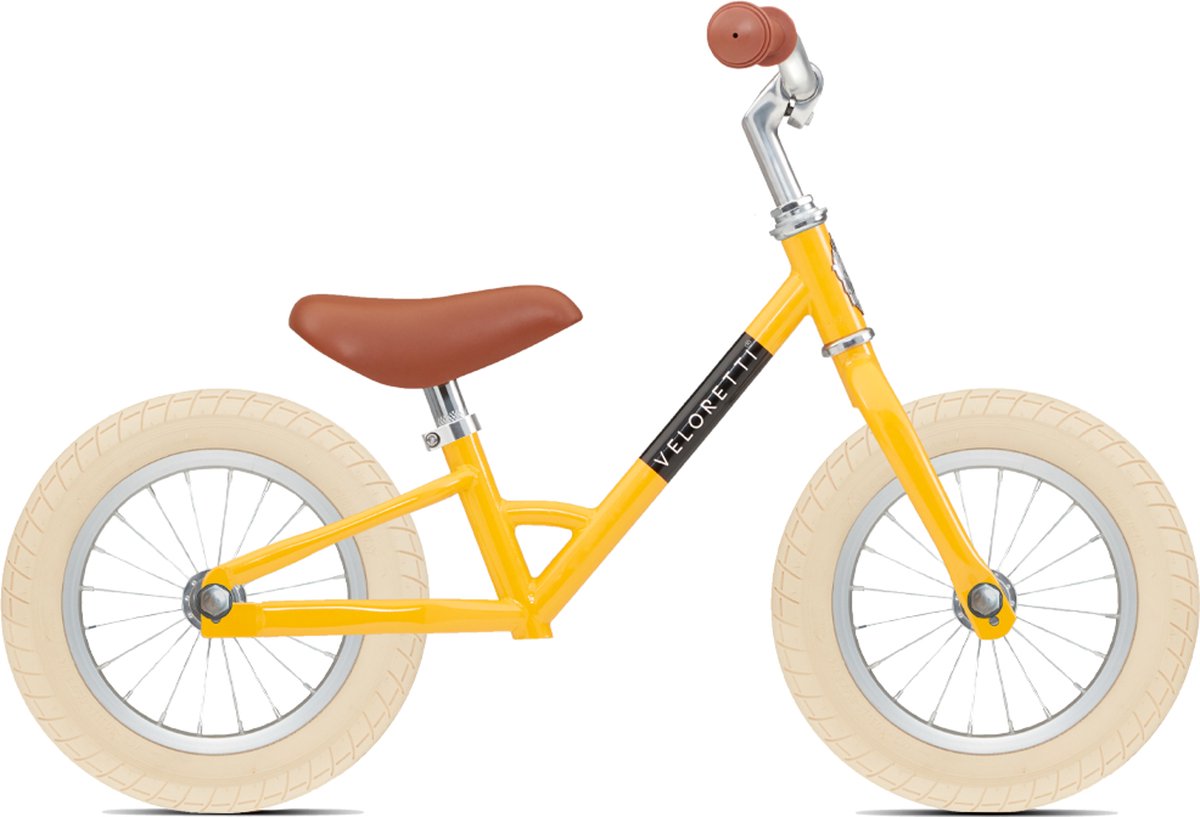 Veloretti Mini loopfiets - 12 inch - Geel - 2-4 jaar Kinderfiets kopen online