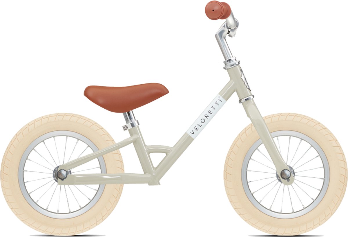 Veloretti Mini loopfiets - 12 inch - Grijs / Beige - 2-4 jaar Kinderfiets kopen online