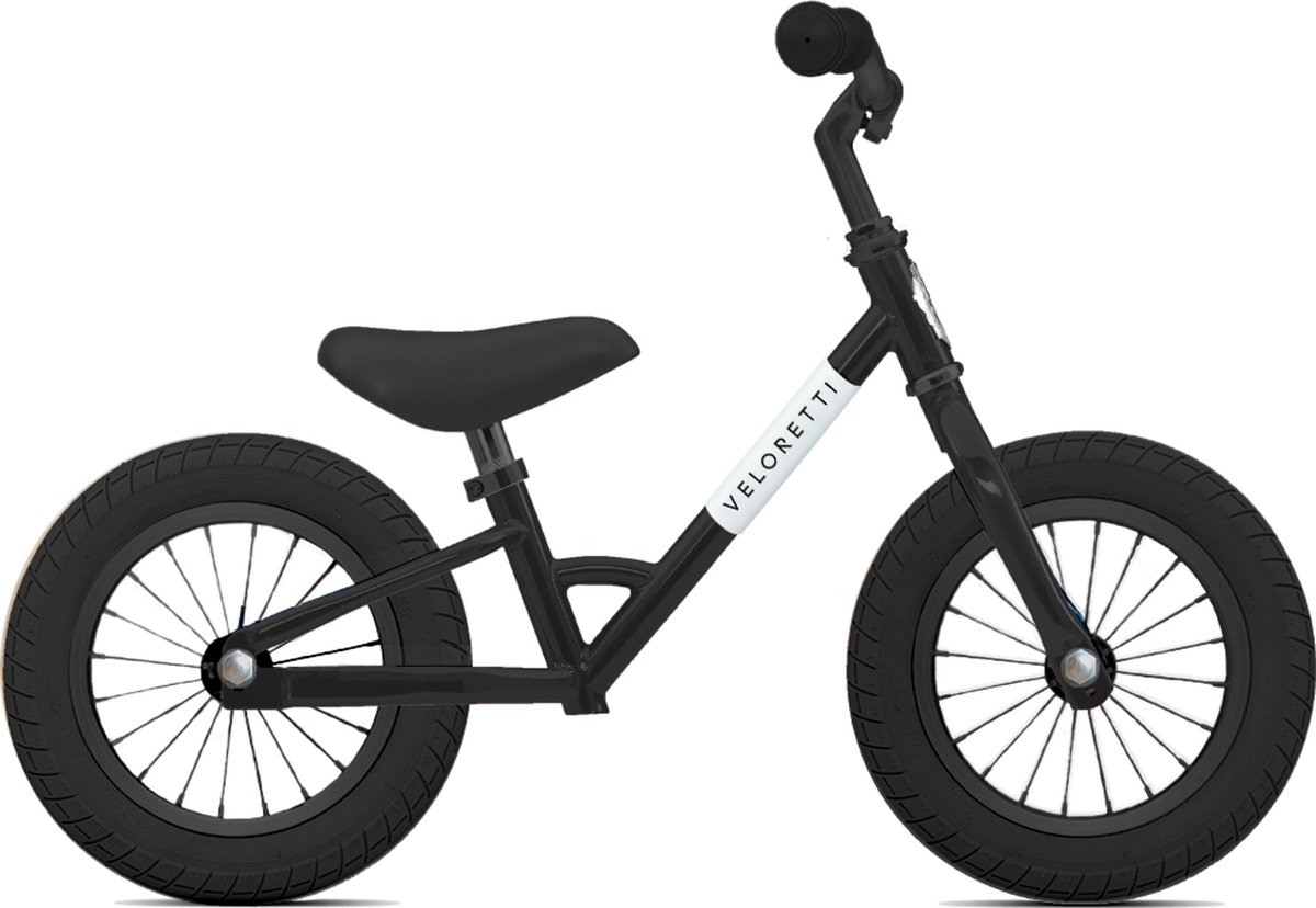Veloretti Mini loopfiets - 12 inch - Zwart - 2-4 jaar Kinderfiets kopen online