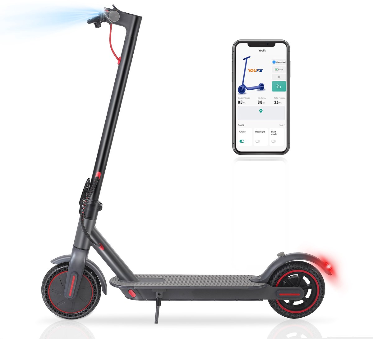 YEE RUN Elektrische Step, Opvouwbare elektrische step voor jongeren en volwassenen, 350W motor, 25km/h max, 25km bereik, 120kg laadvermogen, LED-display. Elektrische Step kopen online