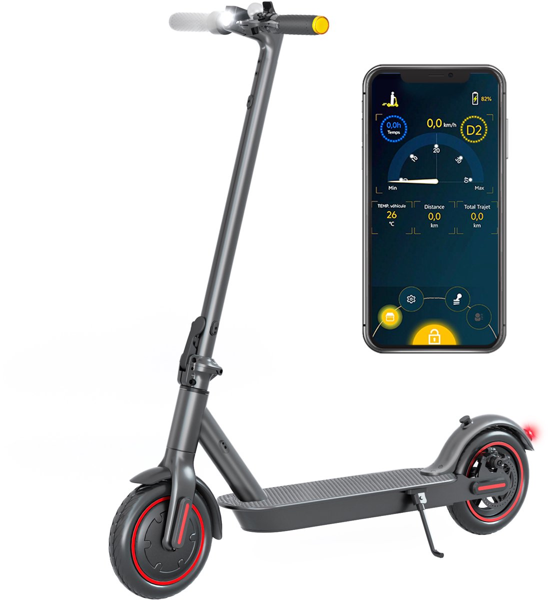 YEE RUN Elektrische Step, Opvouwbare elektrische step voor volwassenen, 350W Motor, Maximale snelheid 25 km/u, Bereik tot 30 km, Maximale belasting 120 kg, LED-display, Schijfremmen. Elektrische Step kopen online