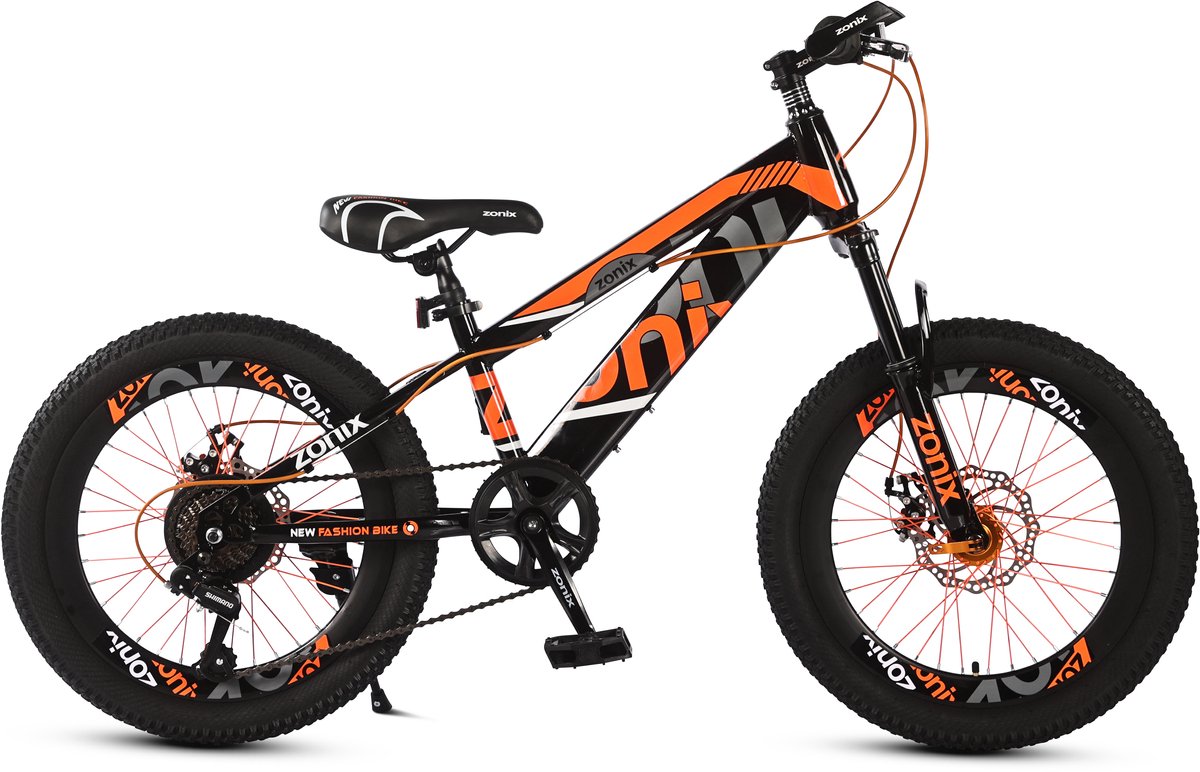 zonix new fashion jongensfiets mtb 20 inch 7 speed shimano orange