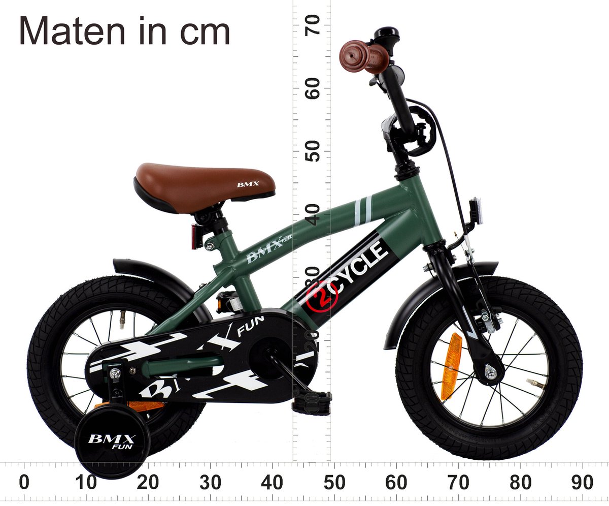 2Cycle BMX Fun kinderfiets 12 inch (3 tot 5 jaar) voor jongens groen Kinderfiets kopen online