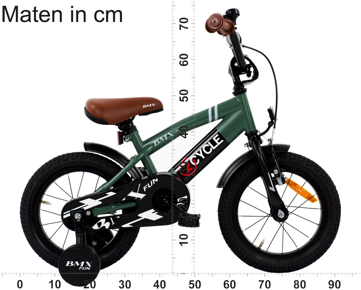 2Cycle BMX Fun kinderfiets 14 inch (3 tot 5 jaar) voor jongens groen Kinderfiets kopen online