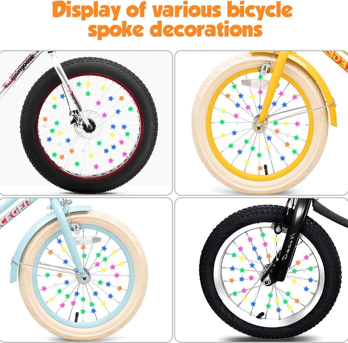 Allecto Premium - Decoratie voor fietswielspaken met kralen en clips voor kinderfiets - Fietsaccessoires met Spaken - Twee Zoekwoorden - 80 karakters Kinderfiets kopen online