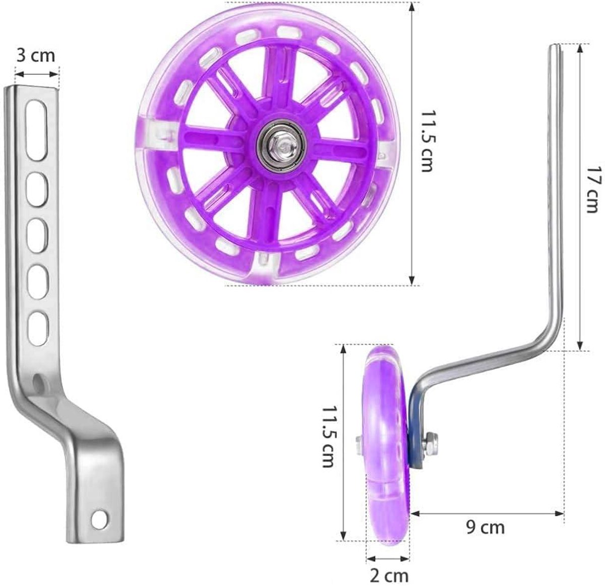 Allecto Premium - Universele Stabilisatoren voor Kinderfiets - Fiets Ondersteuningswielen - Paars - 1 Paar Kinderfiets kopen online